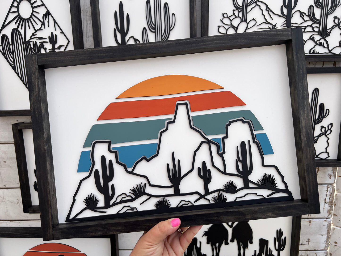 Mountain sunset colorful sign